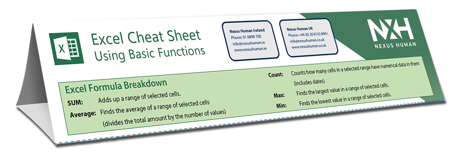 Excel Formula Cheat Sheet